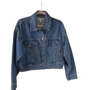 Forever 21 Denim Jacket Women’s Medium Blue Jean Cropped Button Front